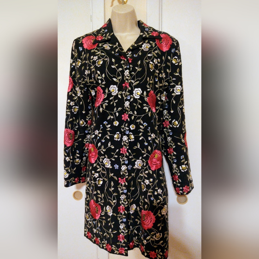 Stunning black embroidered long jacket.. a show stopper.